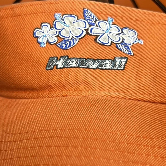 Y2K 2000s Vintage Hawaii Beachy Orange Sun Visor Hat - Picture 4 of 8